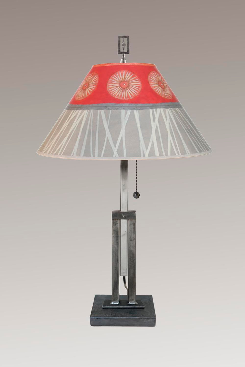 Adjustable-Height Steel Table Lamp with Large Conical Shade in Tang