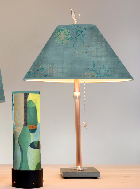 Copper Table Lamp with Large Conical Shade in Journeys in Jasper