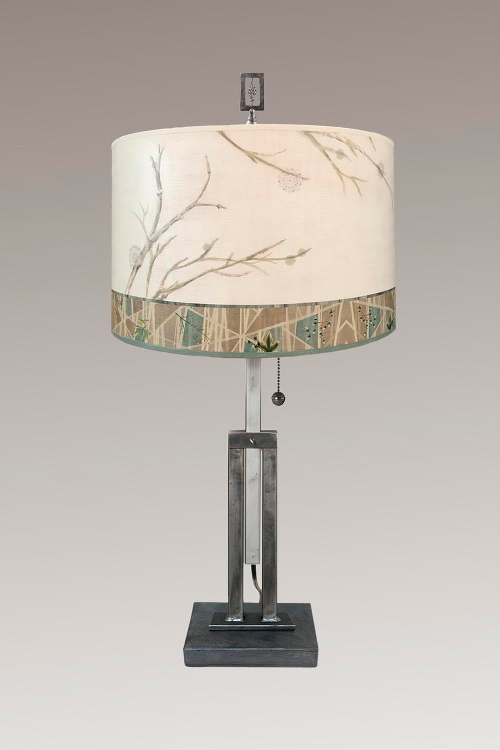 Adjustable-Height Steel Table Lamp with Large Drum Shade in Prism Branch