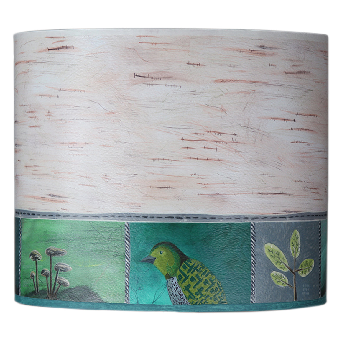 Large Oval Drum Lamp Shade in Woodland Trails in Birch