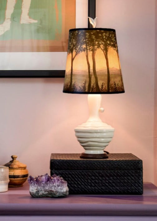 Ceramic Table Lamp with Small Drum Shade in Dawn