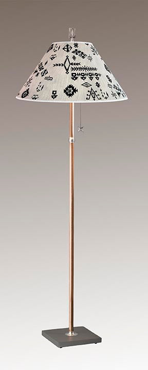 Copper Floor Lamp with Large Conical Shade in Blanket Sketches
