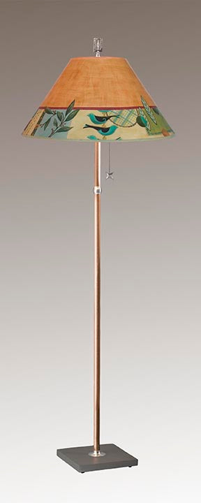 Copper Floor Lamp with Large Conical Shade in New Capri Spice