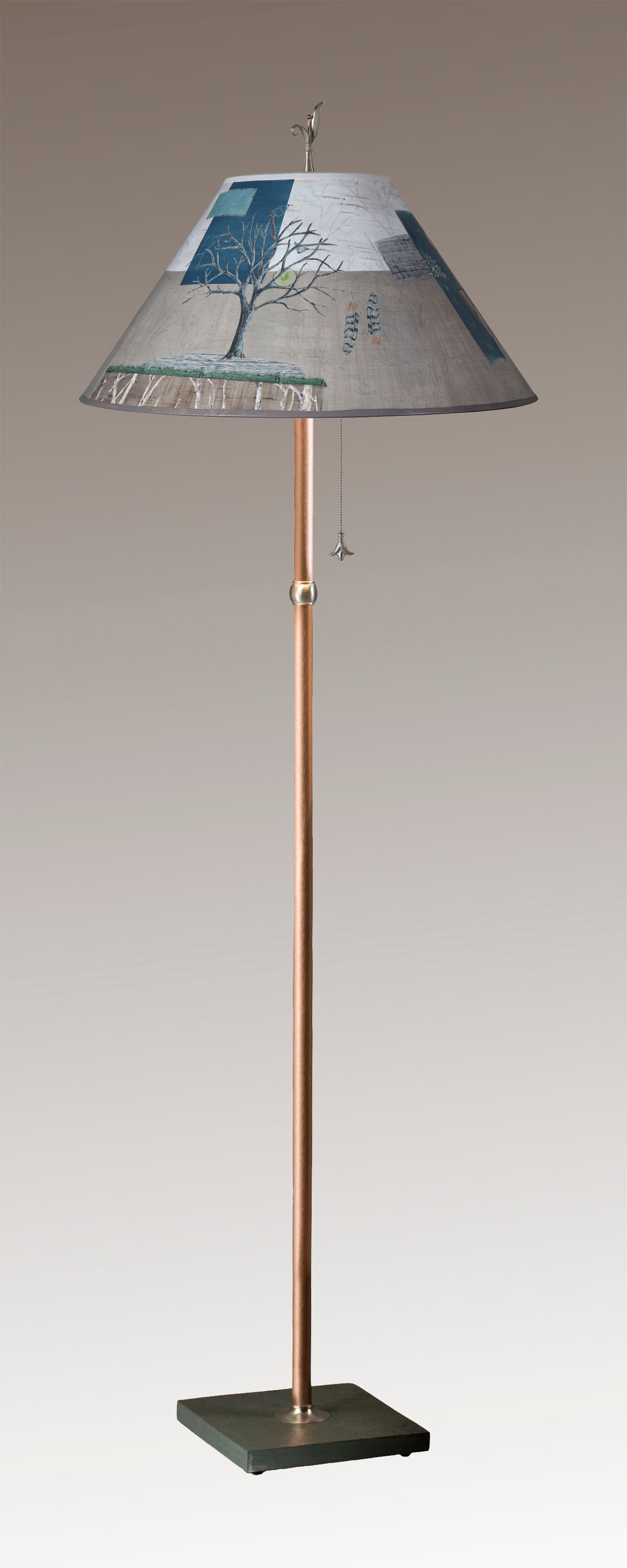 Copper Floor Lamp with Large Conical Shade in Wander in Drift