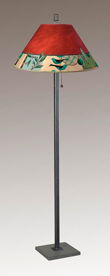 Steel Floor Lamp with Large Conical Shade in New Capri