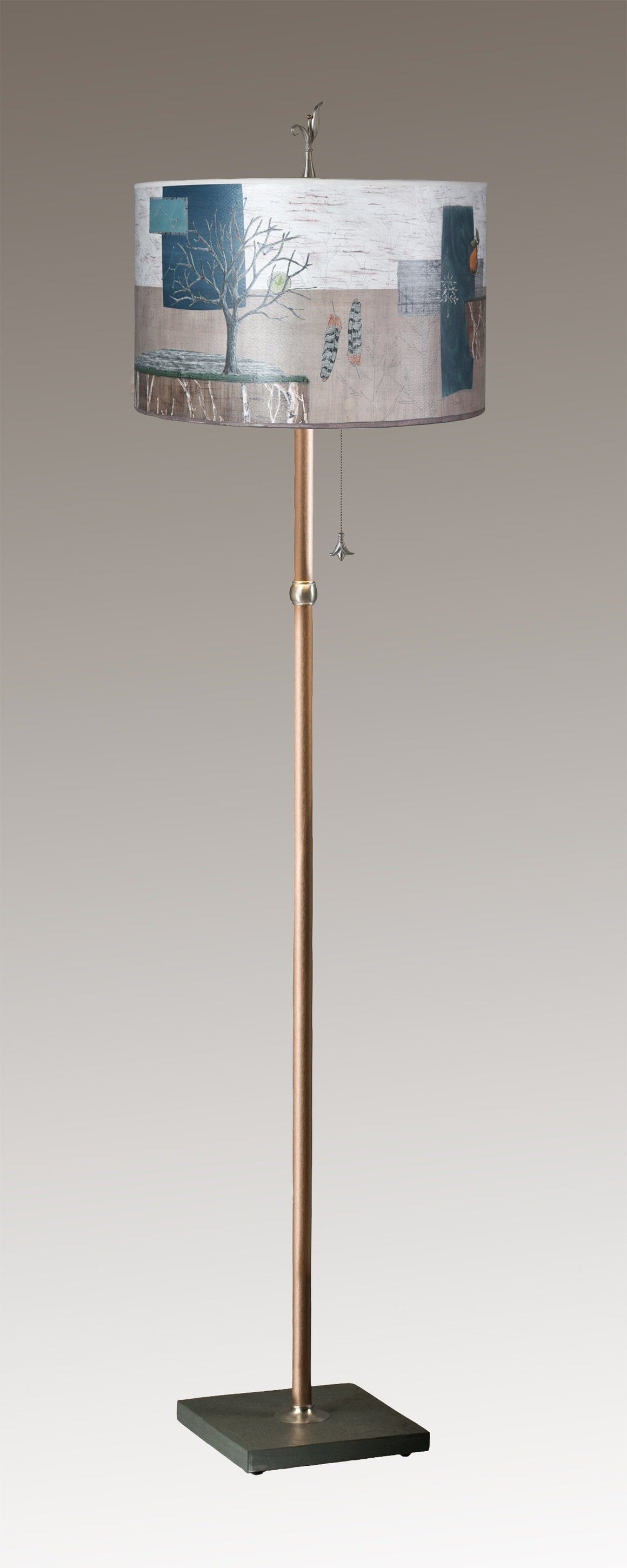 Copper Floor Lamp with Large Drum Shade in Wander in Drift