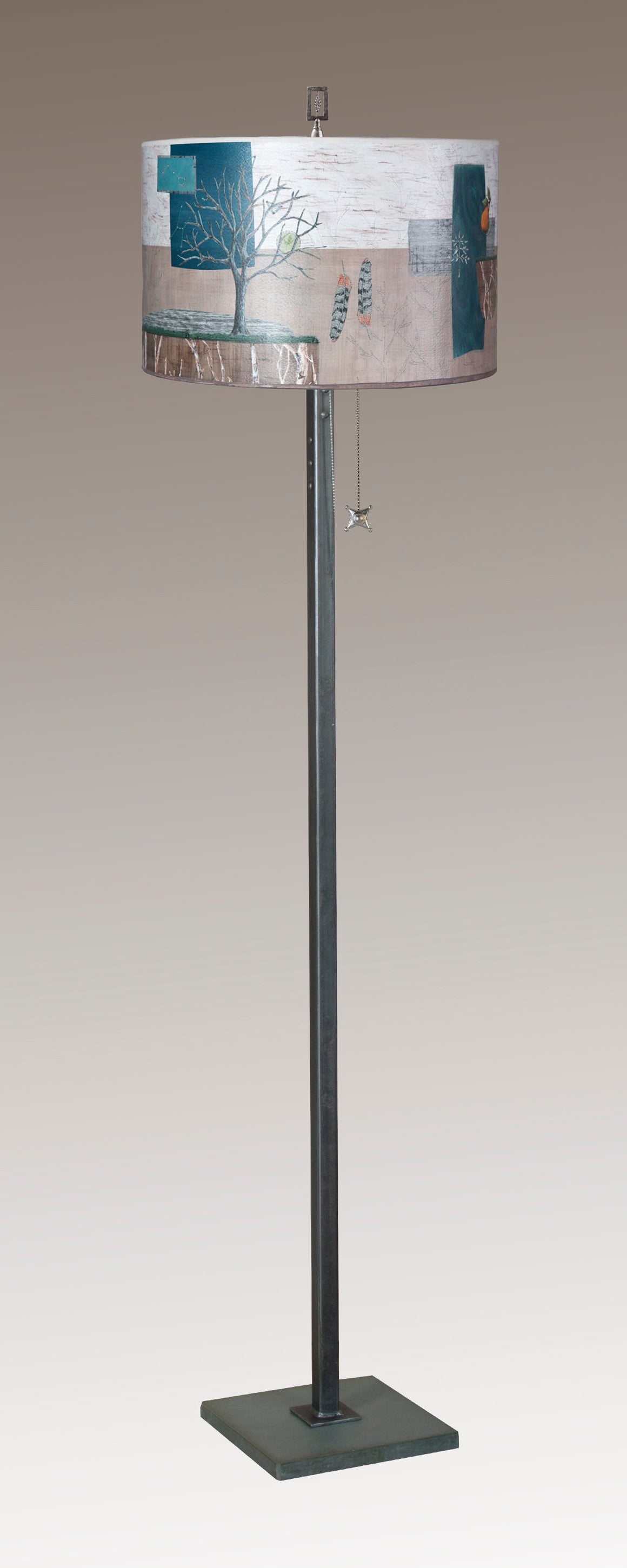 Steel Floor Lamp with Large Drum Shade in Wander in Drift