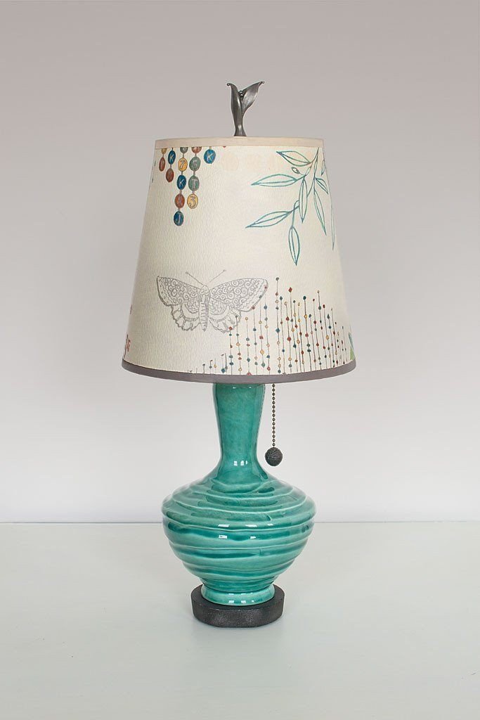 Ceramic Table Lamp with Small Drum Shade in Ecru Journey