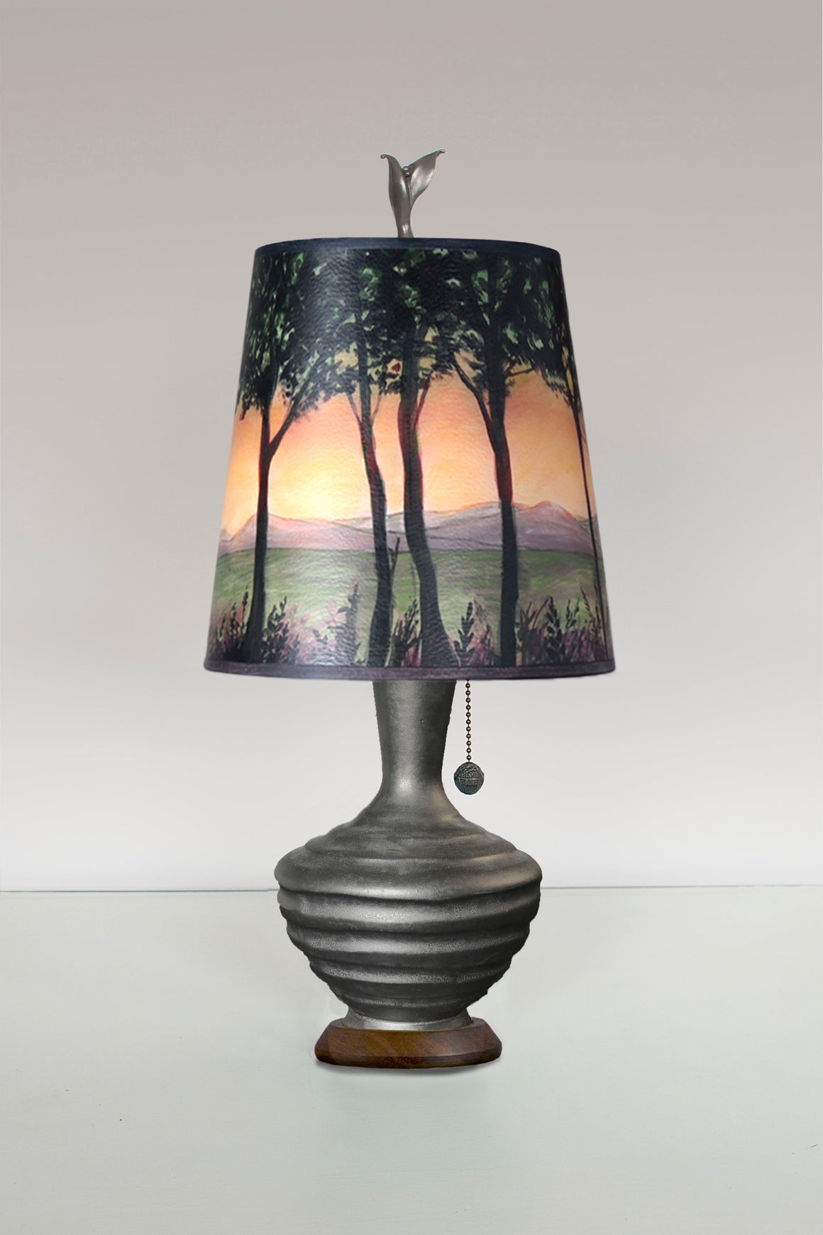 Ceramic Table Lamp with Small Drum Shade in Dawn