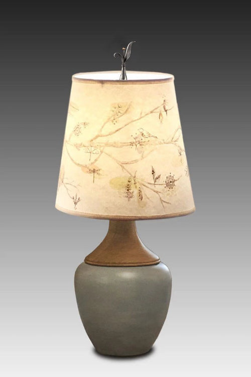 Ceramic and Maple Table Lamp with Small Drum Shade in Artful Branch