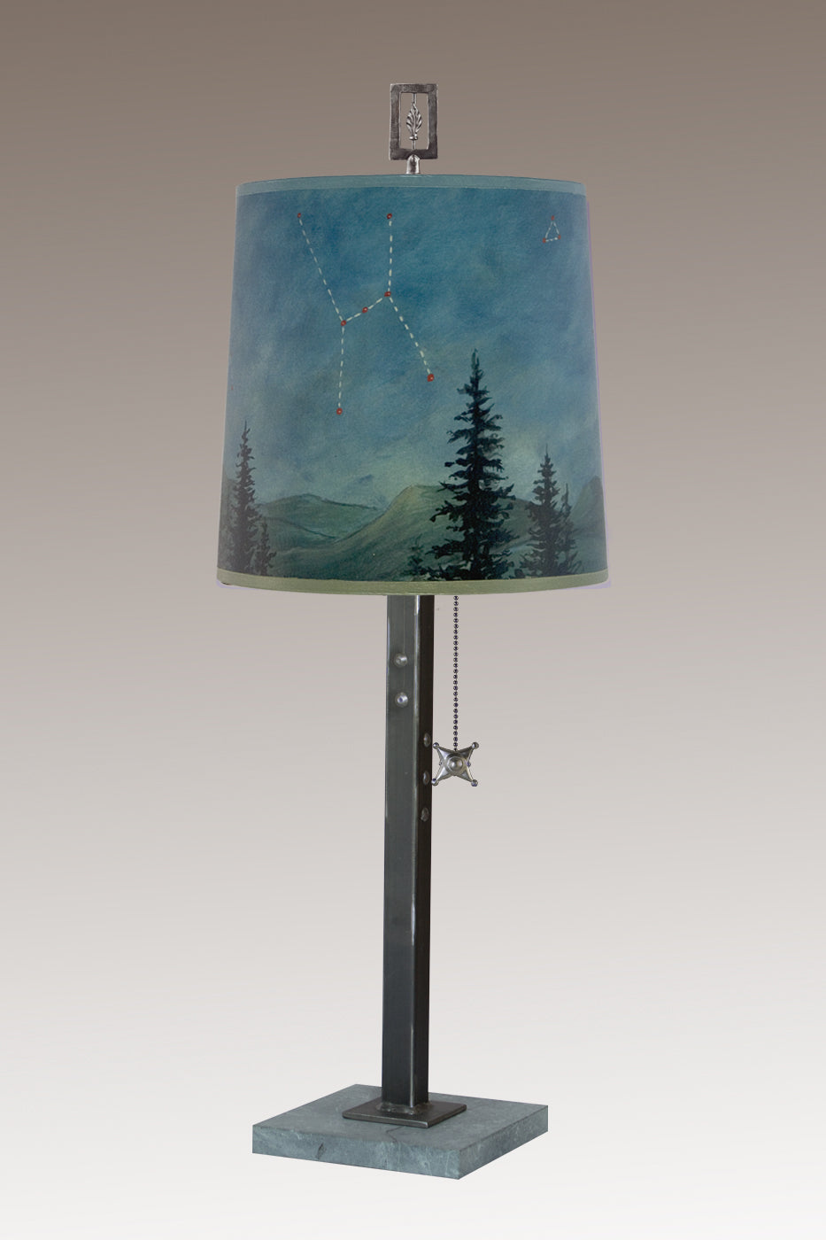 Steel Table Lamp with Medium Drum Shade in Midnight Sky