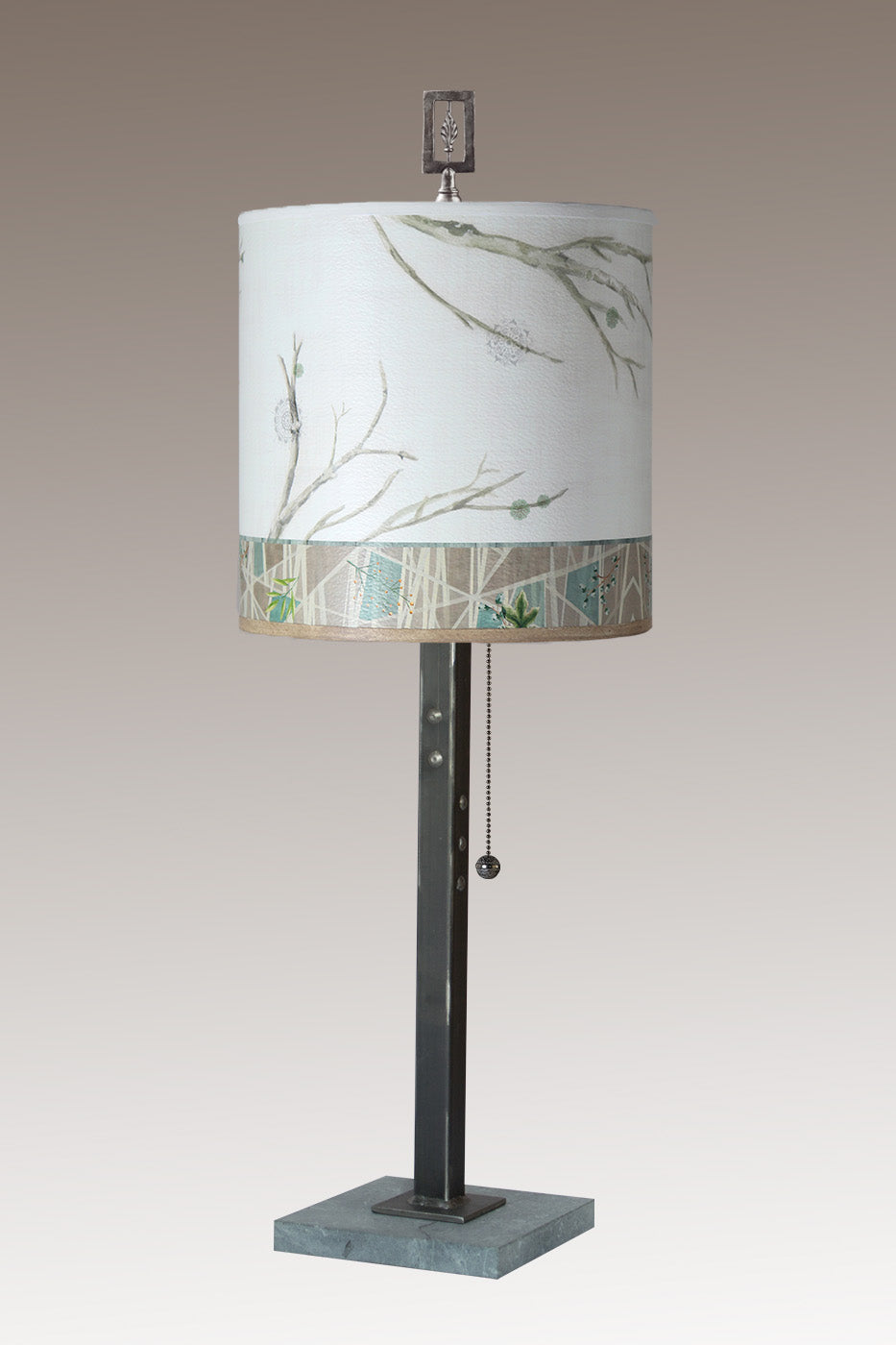 Steel Table Lamp with Medium Drum Shade in Prism Branch