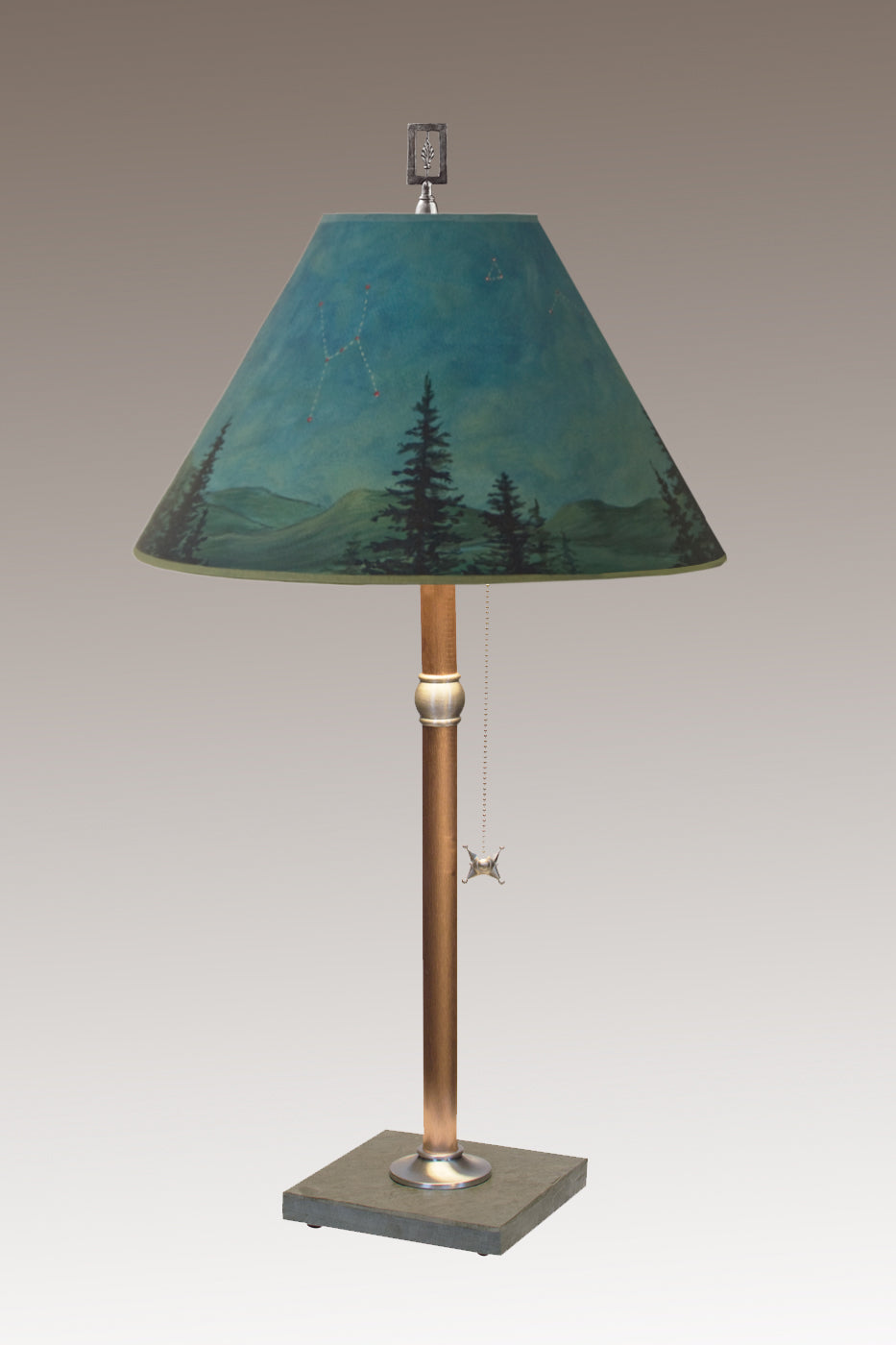 Copper Table Lamp with Medium Conical Shade in Midnight