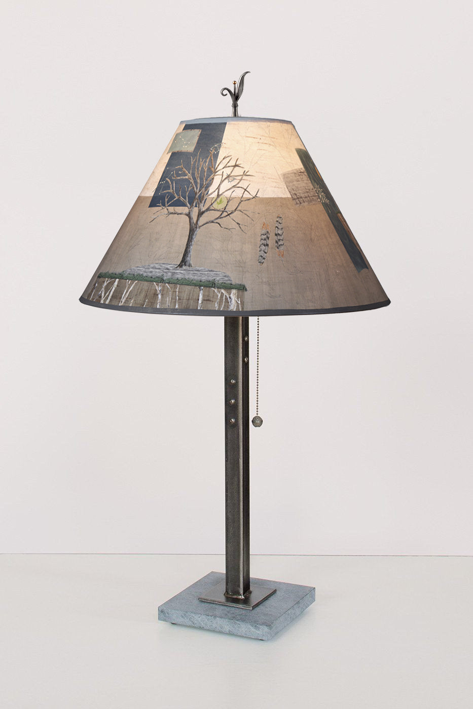 Steel Table Lamp with Medium Conical Shade in Wander in Drift