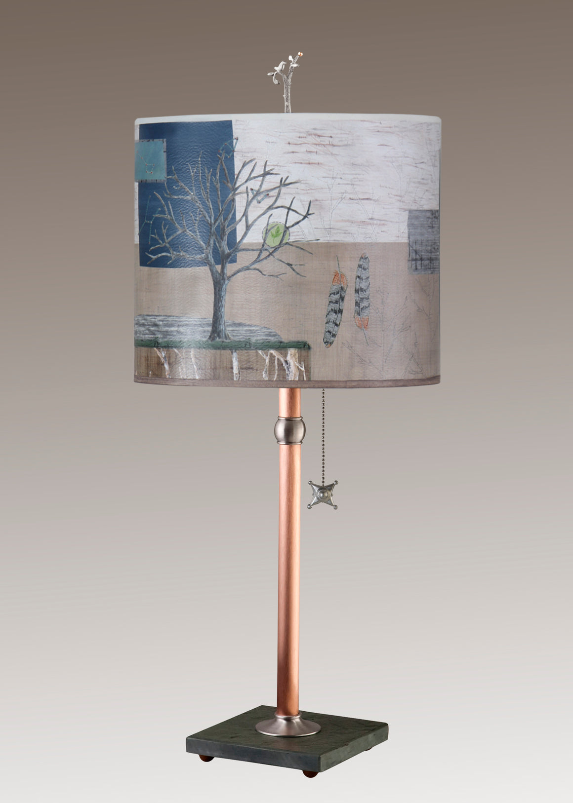 Copper Table Lamp with Large Oval Shade in Wander in Drift