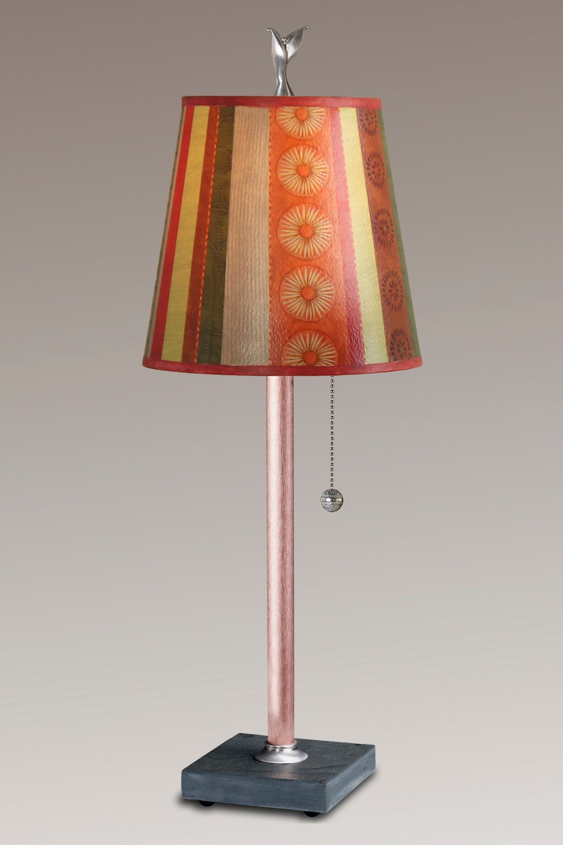 Copper Table Lamp with Small Drum in Serape