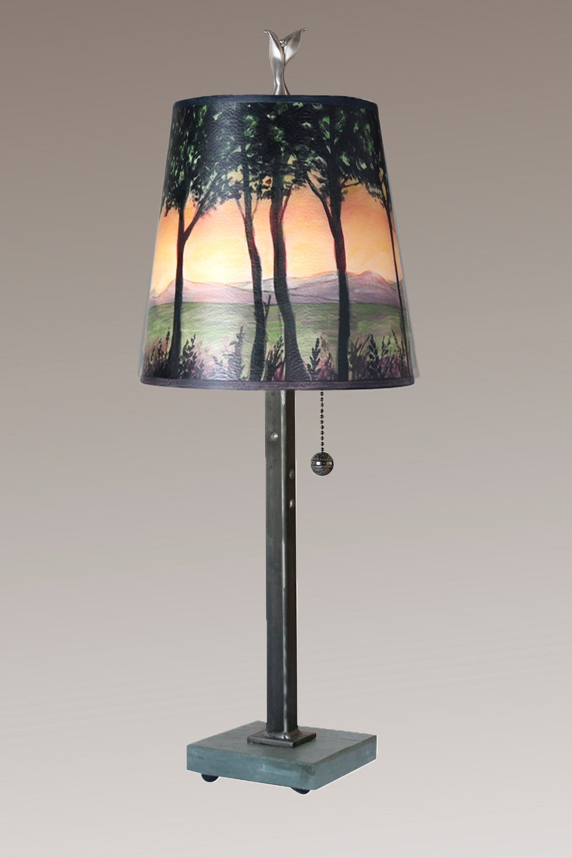 Steel Table Lamp with Small Drum Shade in Dawn