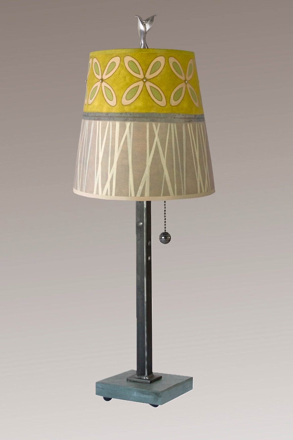 Steel Table Lamp with Small Drum Shade in Kiwi