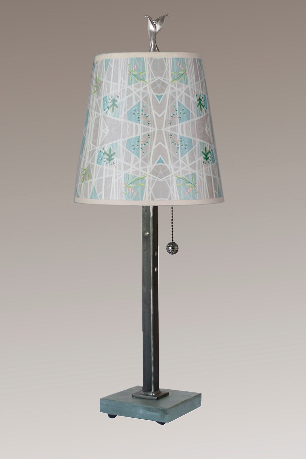 Steel Table Lamp with Small Drum Shade in Prism