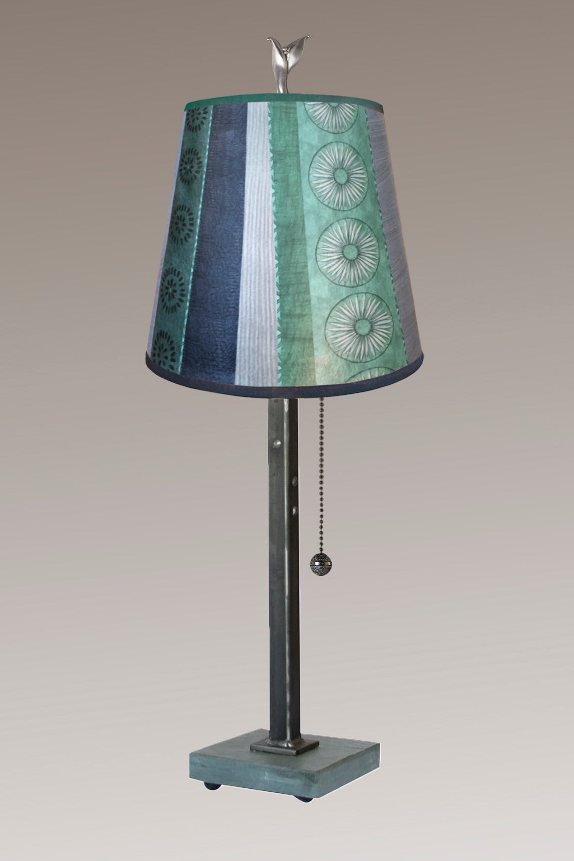 Steel Table Lamp with Small Drum Shade in Serape Waters