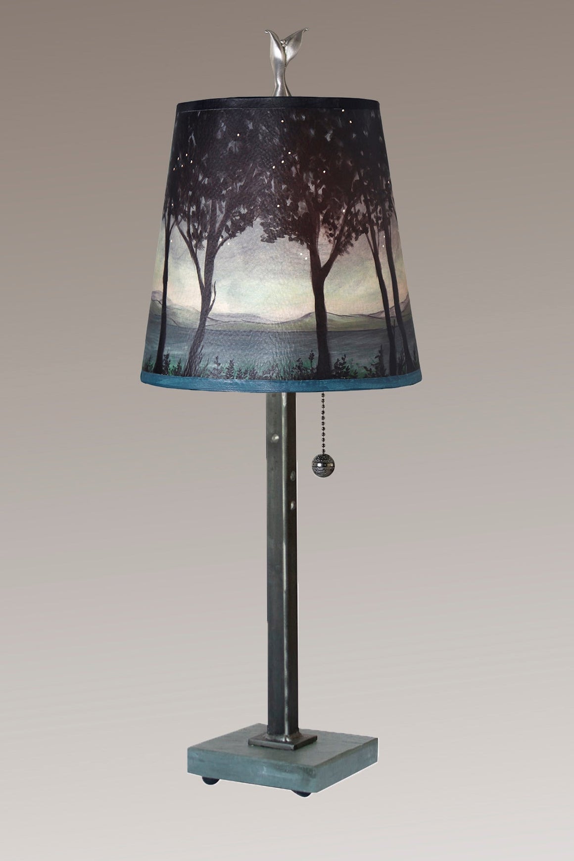 Steel Table Lamp with Small Drum Shade in Twilight