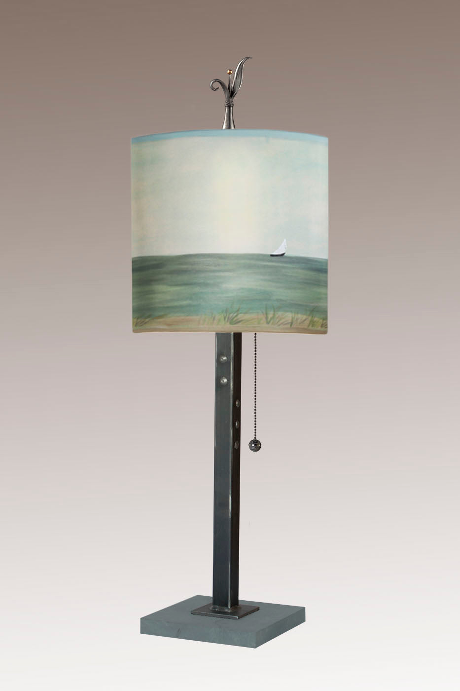 Steel Table Lamp with Medium Drum Shade in Shore