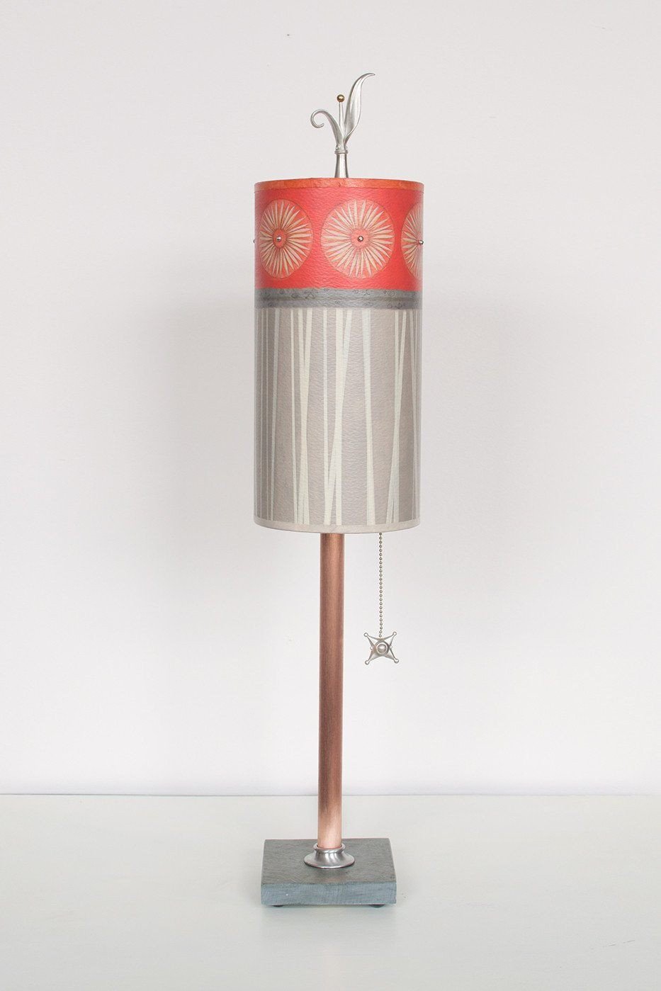 Copper Table Lamp with Small Tube Shade in Tang