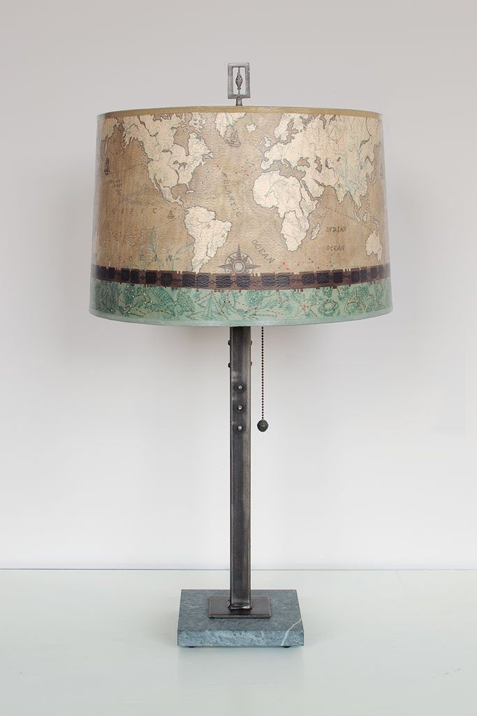 Voyage Sand Table Lamp with Large Drum Shade