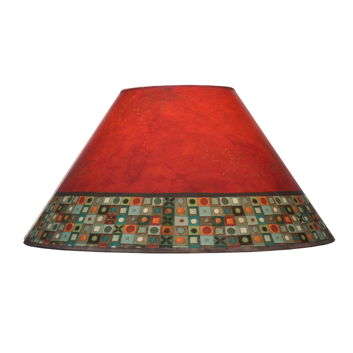 Large Conical Lamp Shade in Red Mosaic